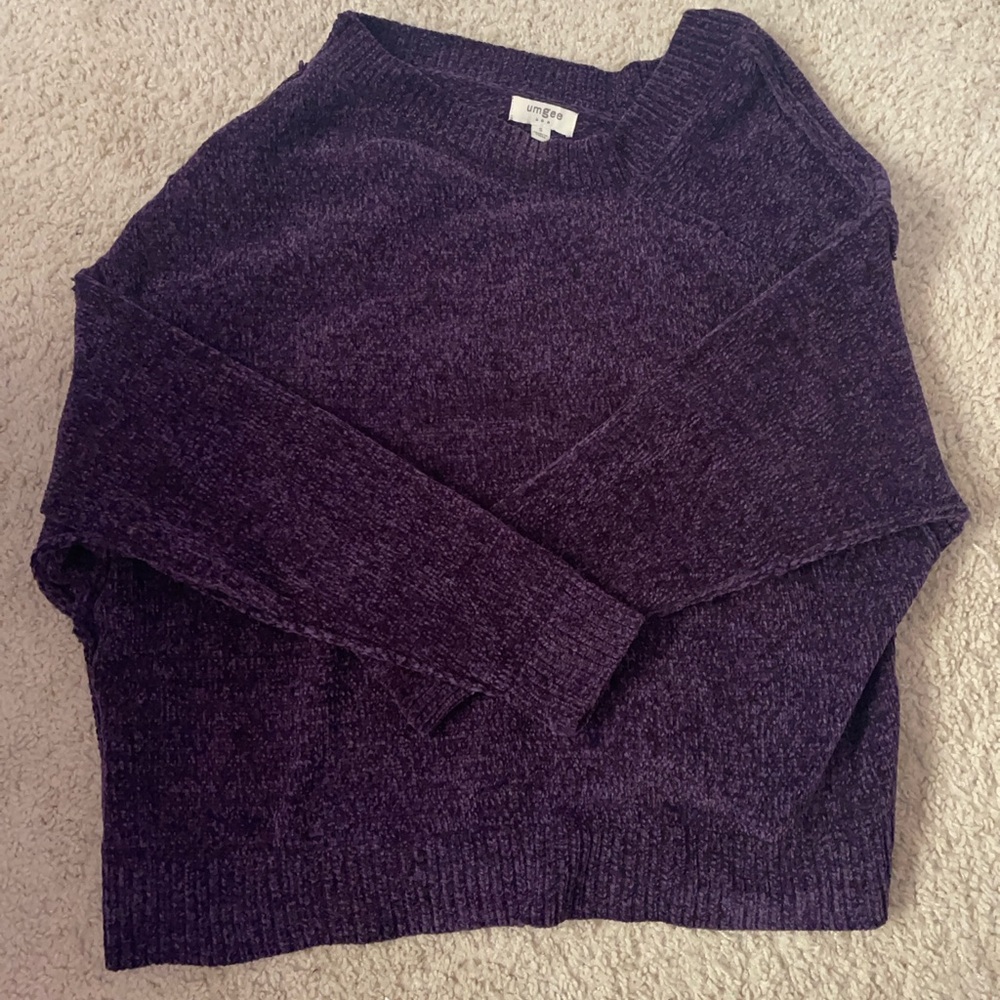 purple sweater asymmetrical